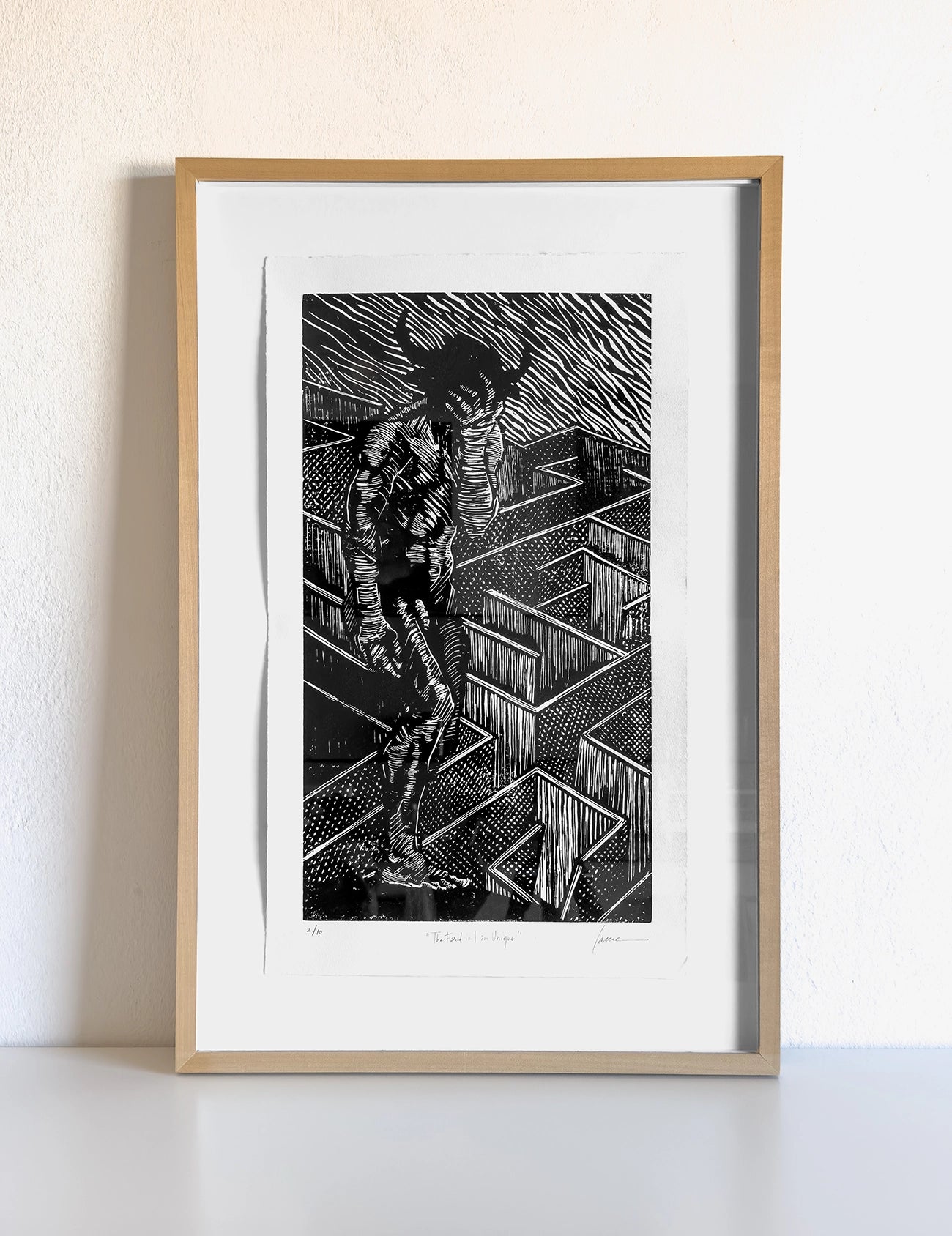 “The Fact is I am Unique” — Limited Edition Linocut Print