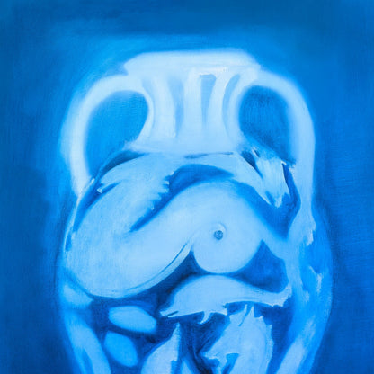 Detail of Amphora painting showing dolphin motifs and layered brushwork