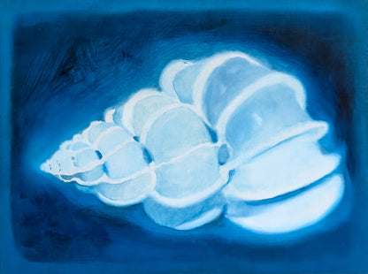 Detail of Wentletrap Shell painting showing brushwork and surface texture