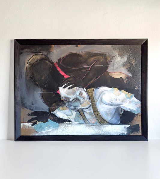 “The Wrestlers” — Original Mixed-Media Artwork
