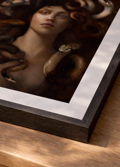 Medusa framed print – close-up showing print quality