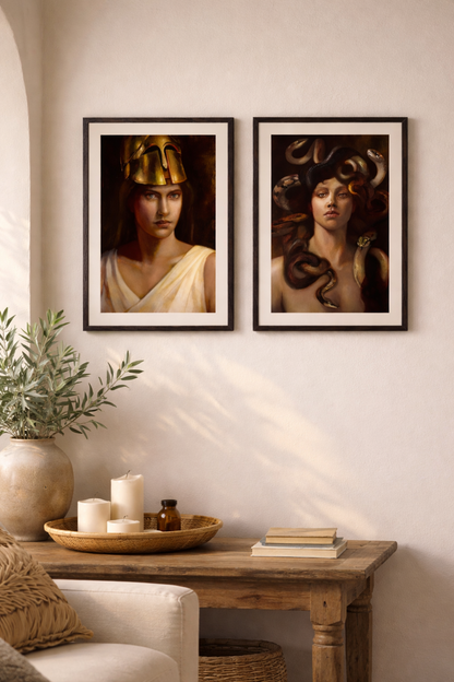 Medusa framed art print – back showing hanging hardware